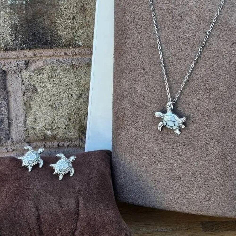Sea Turtle Earring and Necklace Set - Picture 1 of 7